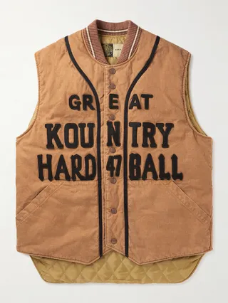 Appliquéd Quilted Cotton-Canvas Gilet