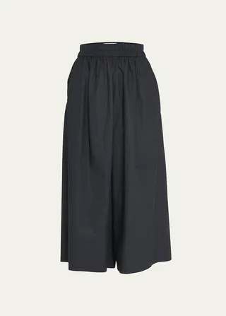 Mimma Pleated Wide Cropped Elastic Pants
