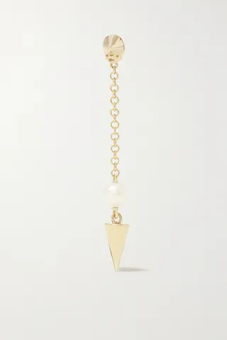 MARIA TASH - 20mm Pendulum Spike 14-karat Gold Pearl Single Earring - One size