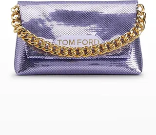 Label Mini Sequin Chain Shoulder Bag