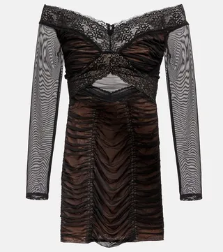 Ruched lace minidress