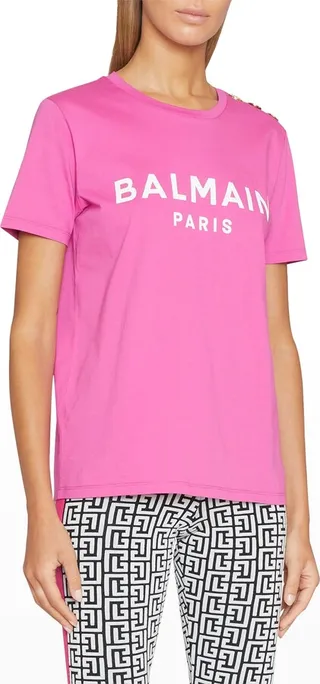 3-Button Flocked Logo T-Shirt