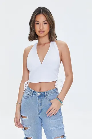 Plunging Halter Crop Top