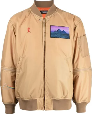 Slogan-Embroidered Bomber Jacket