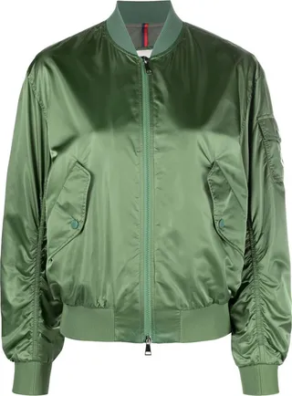 Green Logo-Patch Bomber Jacket