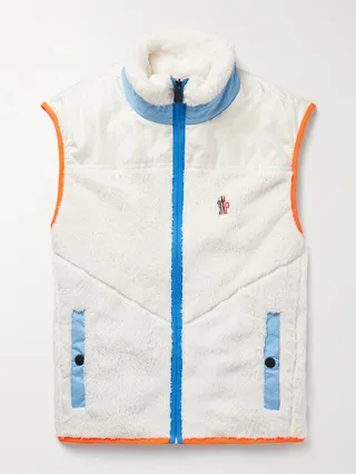 Shell-Trimmed Logo-Appliquéd Fleece Gillet