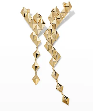 Python 18k Asymmetrical Long Drop Earrings