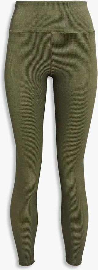 Cropped ribbed-knit leggings
