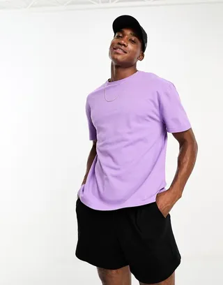 ASOS DESIGN relaxed pique t-shirt in lilac