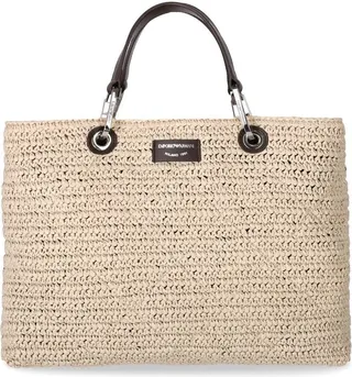 Myea Beige Raffia Shopping Bag