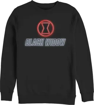 Men's Marvel Black Widow Neon Hourglass Sweatshirt - Black - X Large