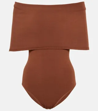Off-shoulder knit bodysuit