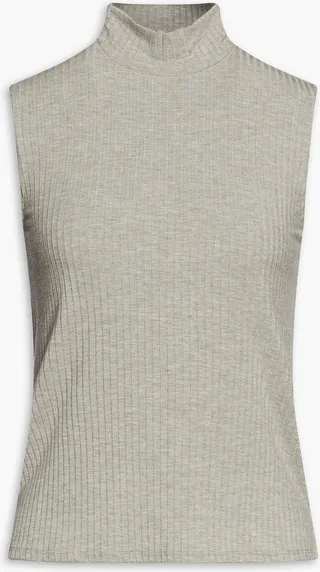Ribbed stretch-modal turtleneck top