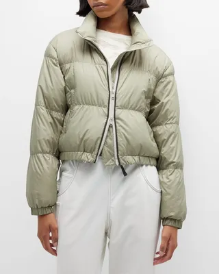 Monili-Trim Crop Puffer Jacket