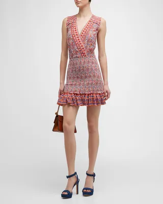 Cox Paisley Smocked Mini Dress