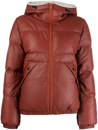 Shearling-Trim Hooded Down Jacket