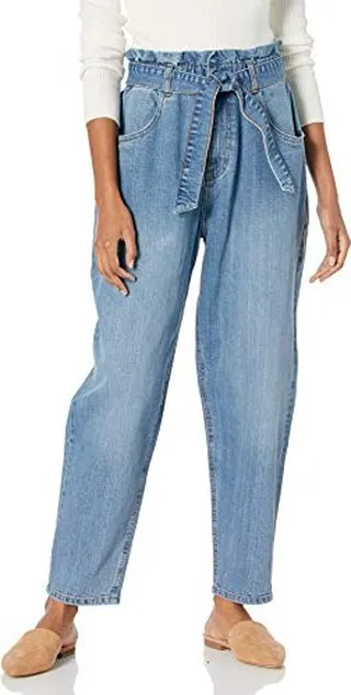 The Drop Women's Casey Elastic High Waist Belted Tapered Jean