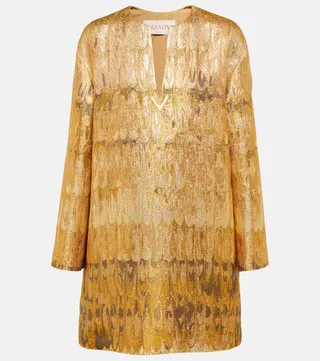 Golden Wings brocade minidress