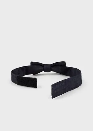 Pure silk bow tie with all-over jacquard eagle