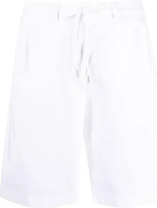 Belted-Waist Tailored Cotton Shorts