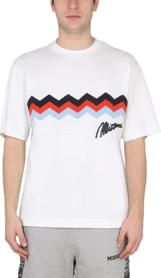 Missoni Zigzag Logo Embroidered Crewneck T-Shirt
