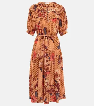 Adette printed silk crepe de chine midi dress