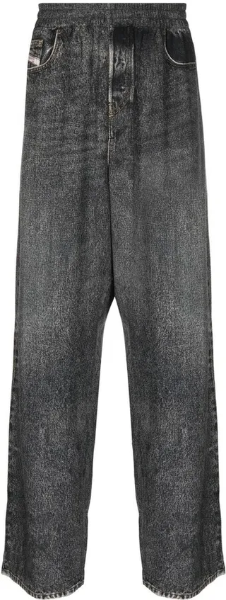 Acid-Wash Straight-Leg Trousers