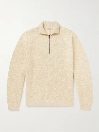 Ribbed Cotton Half-Zip Sweater