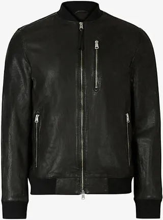 Mens Black Boyton Leather Bomber Jacket Xxl