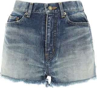 Saint Laurent Raw-Edge Denim Shorts