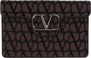 Valentino Toile Iconographe Logo Plaque Clutch Bag