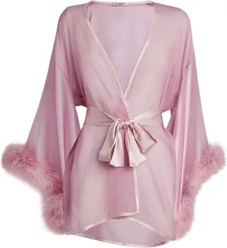 Gilda & Pearl Silk Marabou Feather-Trimmed Diana Robe