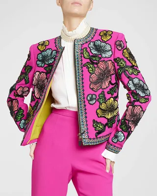 Floral Beaded Woven Jacket
