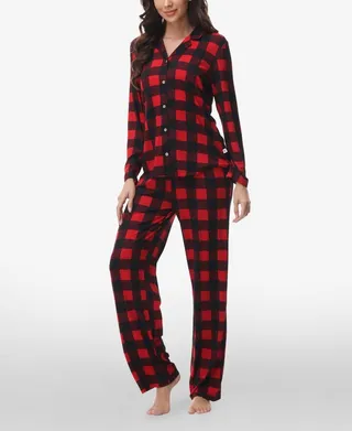 Echo Women's Printed Notch Collar Pajama Set