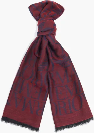 Frayed jacquard-knit wool and modal-blend scarf