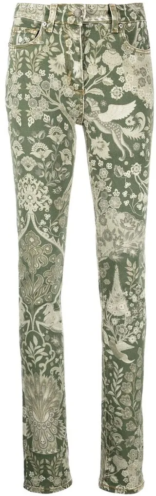 Floral-Print Slim-Cut Jeans