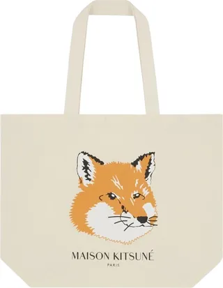 Ecru Fox Head Shopping Bag from Maison Kitsuné