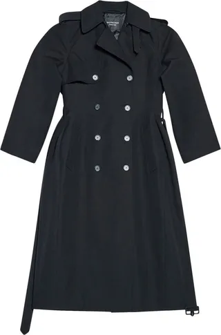 Pussy-Bow Double-Breasted Trench Coat