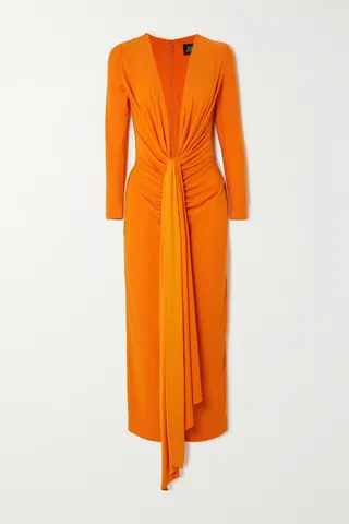Solace London - Lorena Knotted Stretch-crepe Midi Dress - Orange