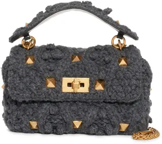 Medium Roman Stud Cashmere Shoulder Bag