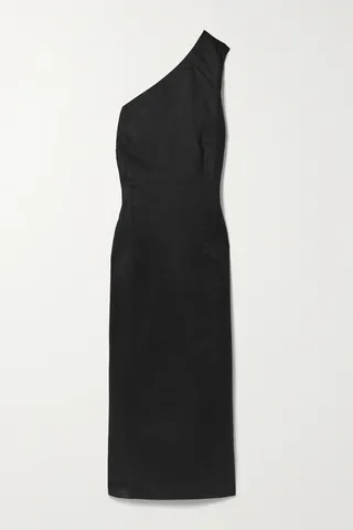 Haight - + Net Sustain Maria One-shoulder Linen Midi Dress - Black