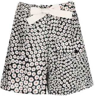 Floral-Print Silk Drawstring Shorts