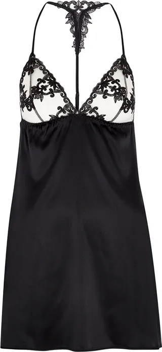 Fleur Of England Onyx Silk-blend Satin Chemise