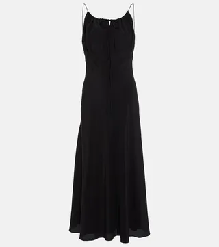 Halterneck silk maxi dress