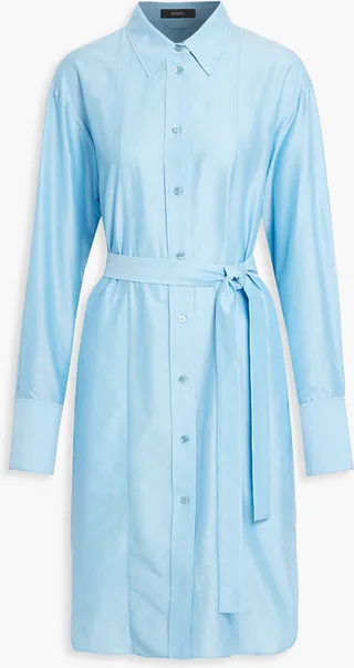 Daxtona belted cotton and silk-blend shirt dress