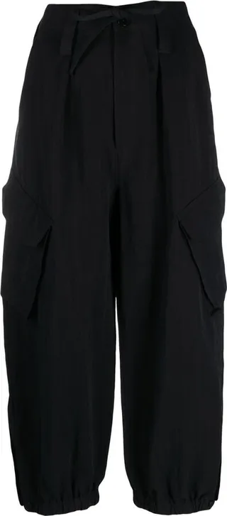 Cropped Drawstring Cargo Trousers