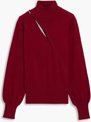 Karima hook-detailed wool and cotton-blend turtleneck sweater