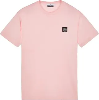 Pink t-shirt with small frontal embroidered logo from Stone Island.