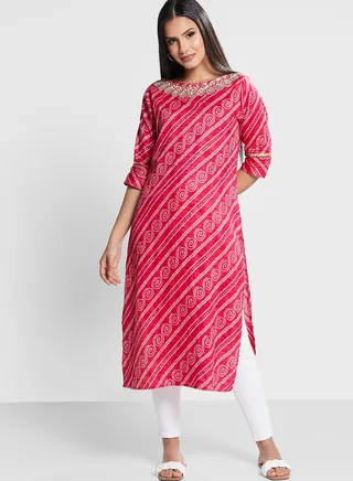 Embroidery Detail Printed Kurti