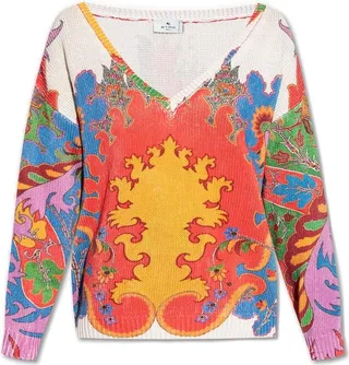Etro Paisley Printed V-Neck Jumper